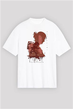 Attack On Titan Baskılı Unisex Siyah Oversize Tişört - Tshirt