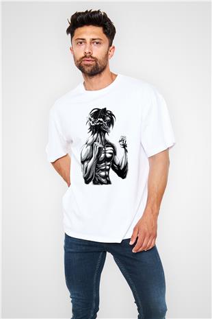 Attack On Titan Baskılı Unisex Siyah Oversize Tişört - Tshirt