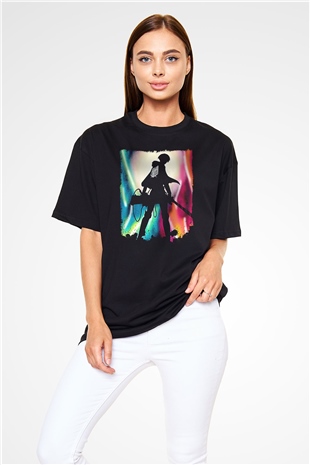 Attack On Titan Baskılı Unisex Siyah Oversize Tişört - Tshirt