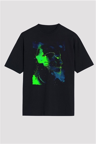 Attack On Titan Baskılı Unisex Siyah Oversize Tişört - Tshirt