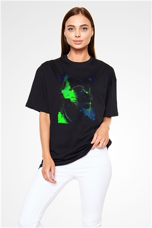 Attack On Titan Baskılı Unisex Siyah Oversize Tişört - Tshirt