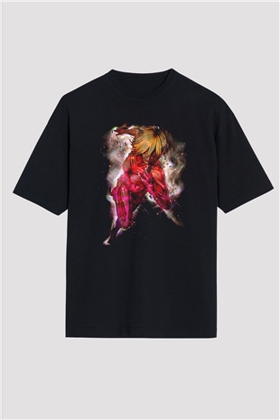 Attack On Titan Baskılı Unisex Siyah Oversize Tişört - Tshirt