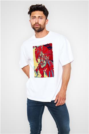 Attack On Titan Baskılı Unisex Siyah Oversize Tişört - Tshirt