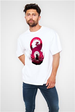 Attack On Titan Baskılı Unisex Siyah Oversize Tişört - Tshirt