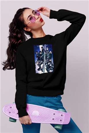 Attack On Titan Baskılı Unisex Siyah Sweatshirt