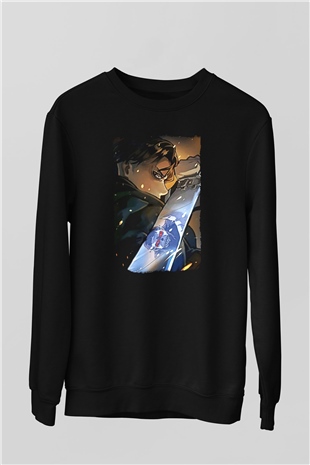 Attack On Titan Baskılı Unisex Siyah Sweatshirt