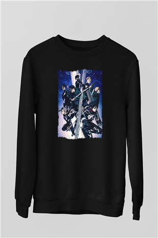 Attack On Titan Baskılı Unisex Siyah Sweatshirt