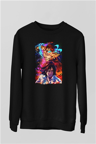 Attack On Titan Baskılı Unisex Siyah Sweatshirt