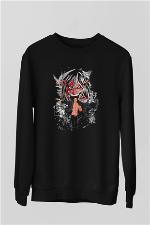 Attack On Titan Baskılı Unisex Siyah Sweatshirt