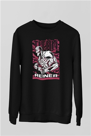 Attack On Titan Baskılı Unisex Siyah Sweatshirt