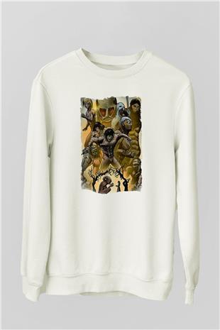 Attack On Titan Baskılı Unisex Siyah Sweatshirt