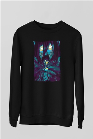 Attack On Titan Baskılı Unisex Siyah Sweatshirt