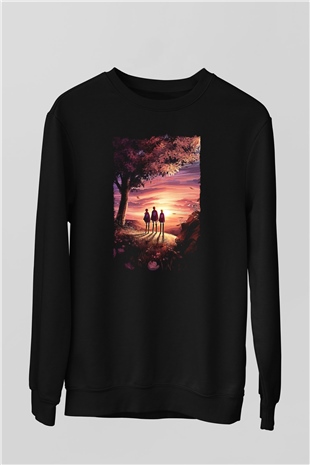 Attack On Titan Baskılı Unisex Siyah Sweatshirt