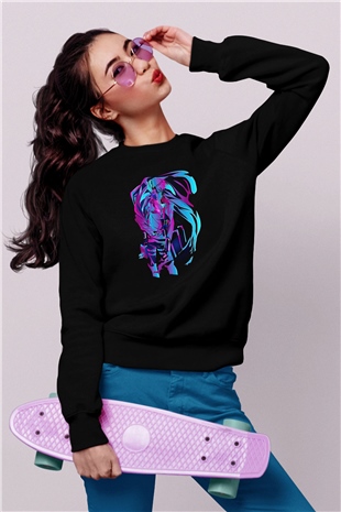 Attack On Titan Baskılı Unisex Siyah Sweatshirt