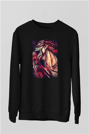 Attack On Titan Baskılı Unisex Siyah Sweatshirt