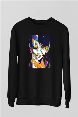 Attack On Titan Baskılı Unisex Siyah Sweatshirt