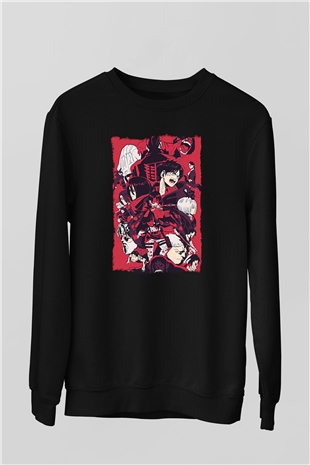 Attack On Titan Baskılı Unisex Siyah Sweatshirt