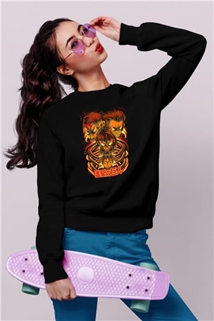 Attack On Titan Baskılı Unisex Siyah Sweatshirt