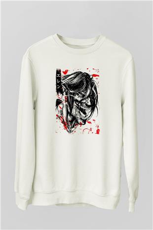 Attack On Titan Baskılı Unisex Siyah Sweatshirt