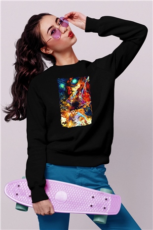 Attack On Titan Baskılı Unisex Siyah Sweatshirt