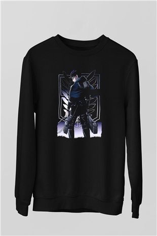 Attack On Titan Baskılı Unisex Siyah Sweatshirt