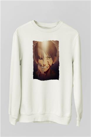 Attack On Titan Baskılı Unisex Siyah Sweatshirt