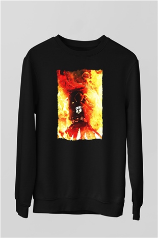 Attack On Titan Baskılı Unisex Siyah Sweatshirt