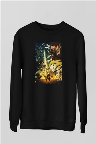 Attack On Titan Baskılı Unisex Siyah Sweatshirt