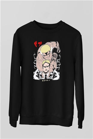 Attack On Titan Baskılı Unisex Siyah Sweatshirt
