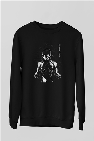 Attack On Titan Baskılı Unisex Siyah Sweatshirt