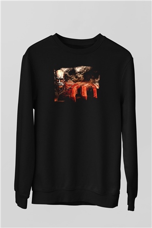 Attack On Titan Baskılı Unisex Siyah Sweatshirt