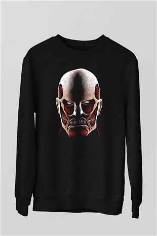 Attack On Titan Baskılı Unisex Siyah Sweatshirt
