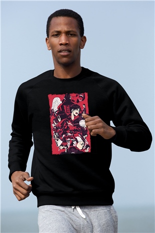 Attack On Titan Baskılı Unisex Siyah Sweatshirt