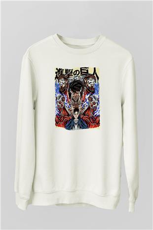 Attack On Titan Baskılı Unisex Siyah Sweatshirt