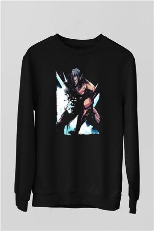 Attack On Titan Baskılı Unisex Siyah Sweatshirt