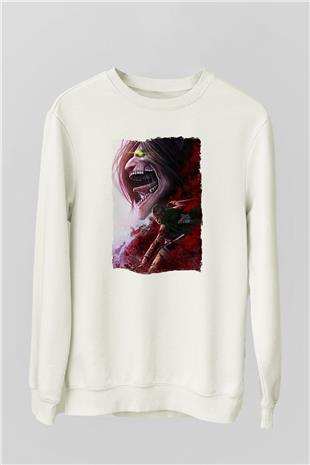 Attack On Titan Baskılı Unisex Siyah Sweatshirt