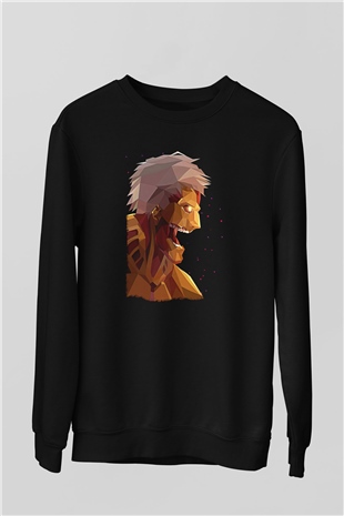 Attack On Titan Baskılı Unisex Siyah Sweatshirt