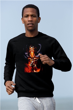 Attack On Titan Baskılı Unisex Siyah Sweatshirt