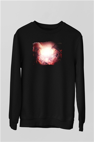 Attack On Titan Baskılı Unisex Siyah Sweatshirt