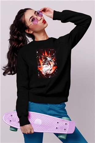 Attack On Titan Baskılı Unisex Siyah Sweatshirt