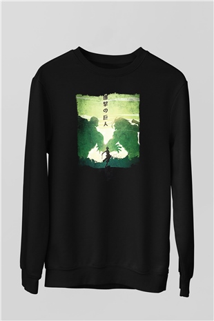 Attack On Titan Baskılı Unisex Siyah Sweatshirt