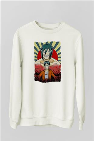 Attack On Titan Baskılı Unisex Siyah Sweatshirt