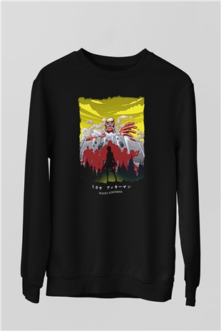 Attack On Titan Baskılı Unisex Siyah Sweatshirt