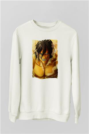 Attack On Titan Baskılı Unisex Siyah Sweatshirt