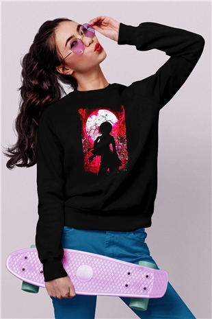 Attack On Titan Baskılı Unisex Siyah Sweatshirt
