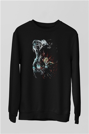 Attack On Titan Baskılı Unisex Siyah Sweatshirt