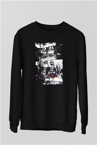 Attack On Titan Baskılı Unisex Siyah Sweatshirt