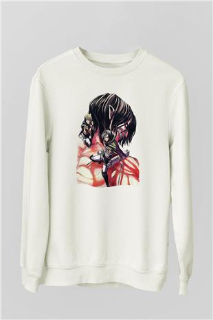 Attack On Titan Baskılı Unisex Siyah Sweatshirt