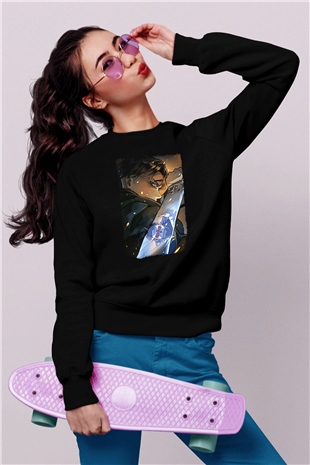 Attack On Titan Baskılı Unisex Siyah Sweatshirt