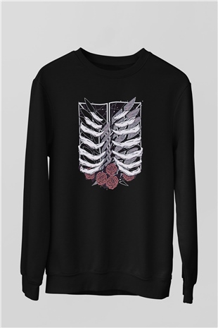 Attack On Titan Baskılı Unisex Siyah Sweatshirt